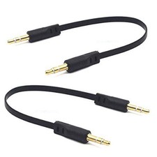 15cm 1/8" 3.5mm TRS Jack Audio Flat Cable, 2 Pack, Straight Male to Straight ...