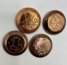 VTG 4 Free mason Stamped Token Pennies Masonic OES Four Styles Estate sale Read