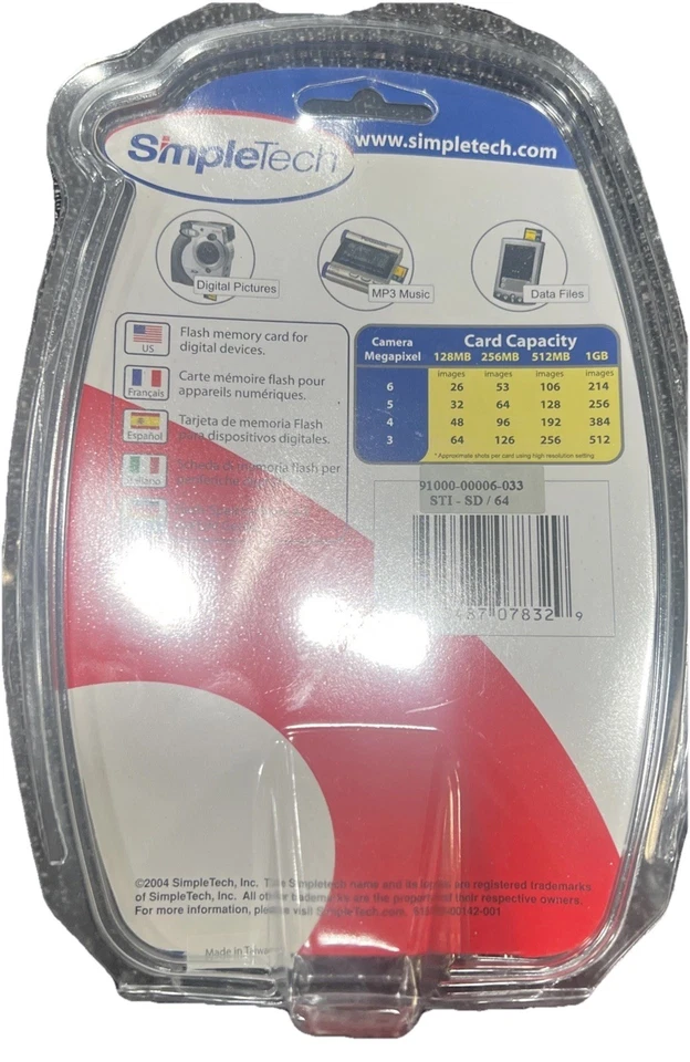Simpletech High Speed SD Memory Card 64 MB Secure Digital Camera Card - Image 2 of 2
