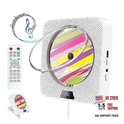 Portable CD Player with Bluetooth, Wall Mountable CD Player with Dust Cover,FM 