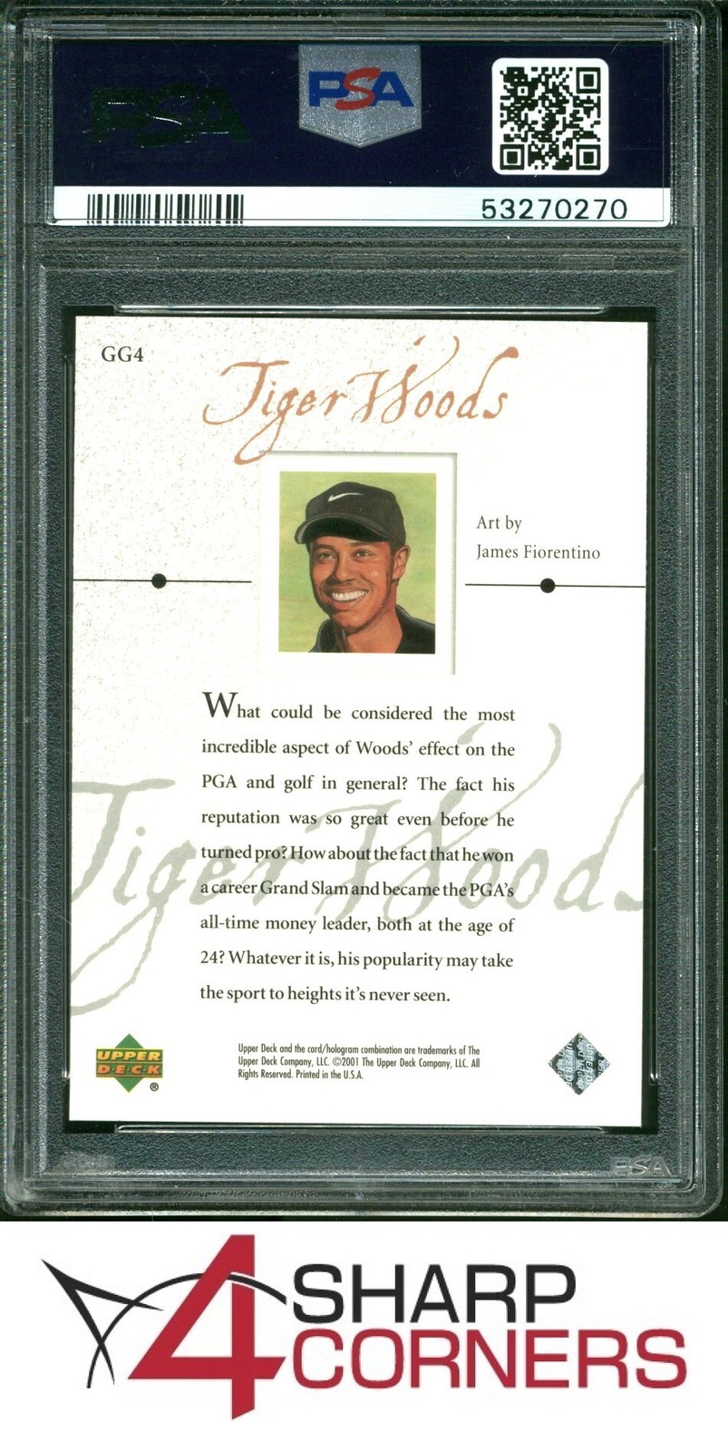 2001 UPPER DECK GALLERY GOLF #GG4 TIGER WOODS RC HOF PSA 10 view 2
