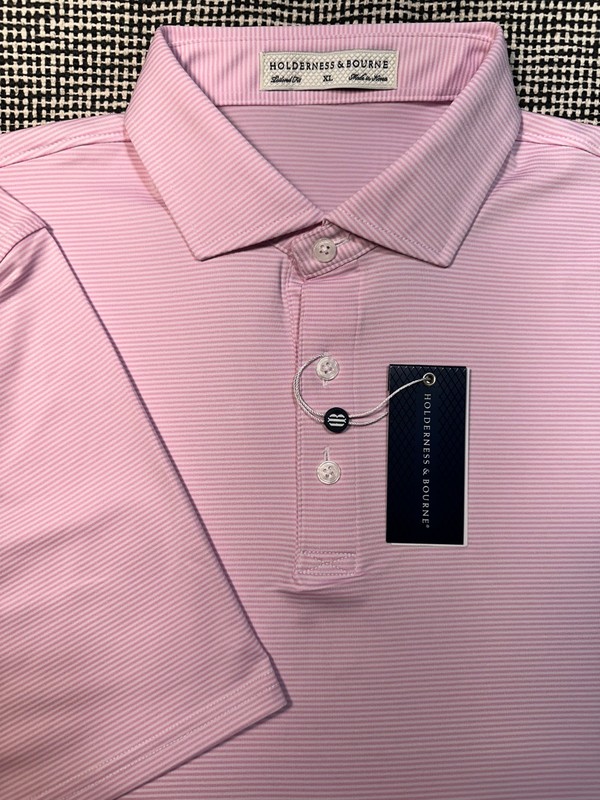Holderness & Bourne Polo Golf Shirt  Perkins Scotch Pink  sz XL $115