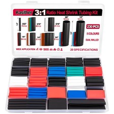 230PCS 3:1 Heat Shrink Tubing Kit - Marine Grade, 5 Colors, 8 Sizes