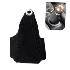 Car Shift Boot Cover, Suede Leather Manual Automatic Shift Black/Black Line