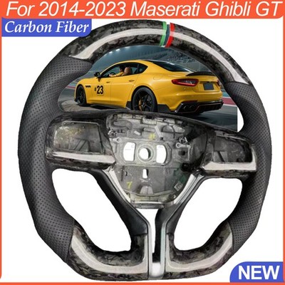 For 2014-23 Maserati Ghibli GT Forged Carbon Fiber Steering Wheel w/Button Trim
