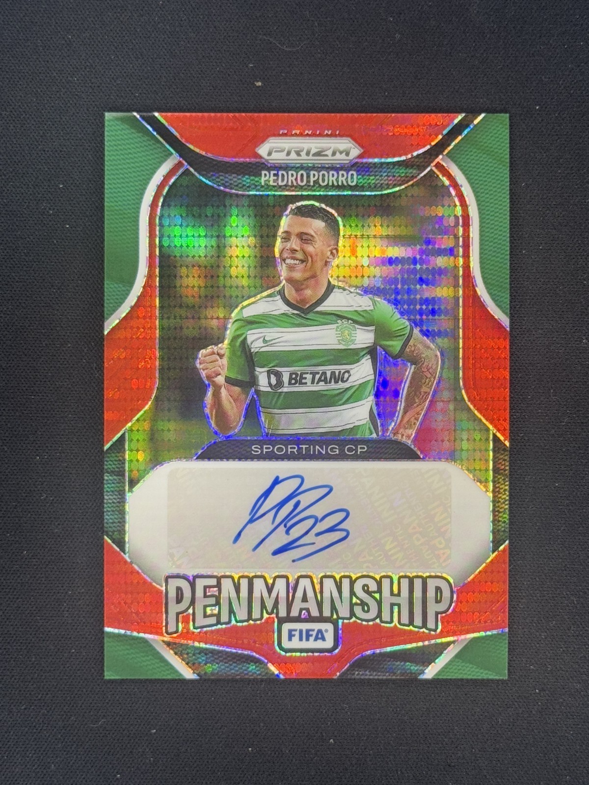 Pedro Porro 2025-26 Panini Prizm FIFA P-PP Penmanship Red Pulsar Auto SPAIN