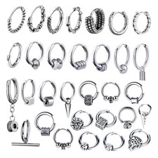 Hoop Earrings Gothic Punk Stainless Steel Retro Geometry Unisex Jewelry