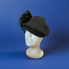 1950s Ladies Wool Hat Feathers And Netting Merrimac USA
