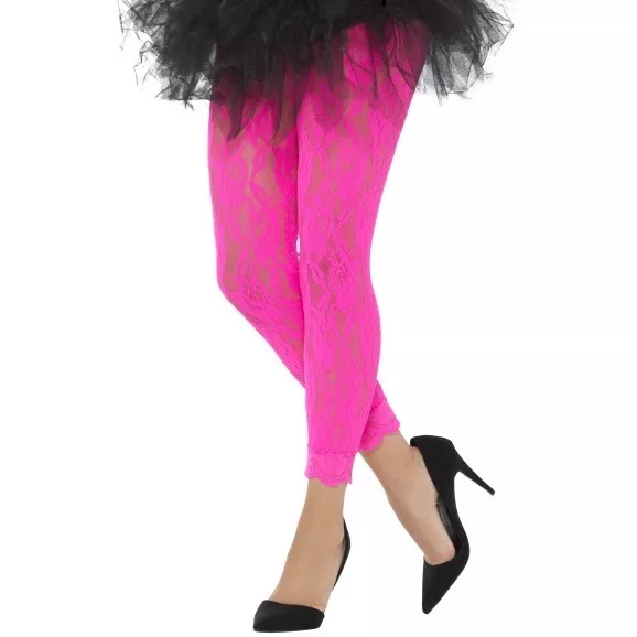 Women's Retro 80's Lace Leggings - Neon Pink, X-Small at  Women's  Clothing store