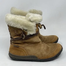 Cushe Fireside High Ankle Boots Womens 7 Brown Suede Faux Fur Waterproof Lined