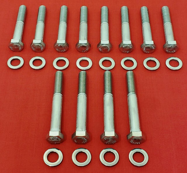 SBC CHEVY RAMS HORN EXHAUST MANIFOLD BOLTS KIT STAINLESS STEEL 283 327