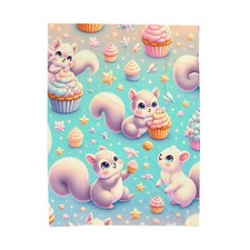 Velveteen Plush Blanket Decor Starlit Squirrels Cupcake Design Cute Home Decor