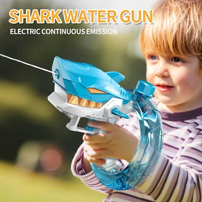 #ad Shark Electric Water Gun Toys Fully Automatic Continuous Fire Water Gun Blue $10.00