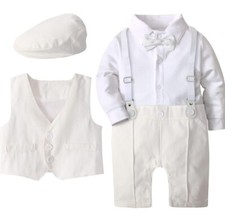 A J DESIGN 4pcs Baby Boys Suit, 12- 18 Months, Gentleman Romper  Vest