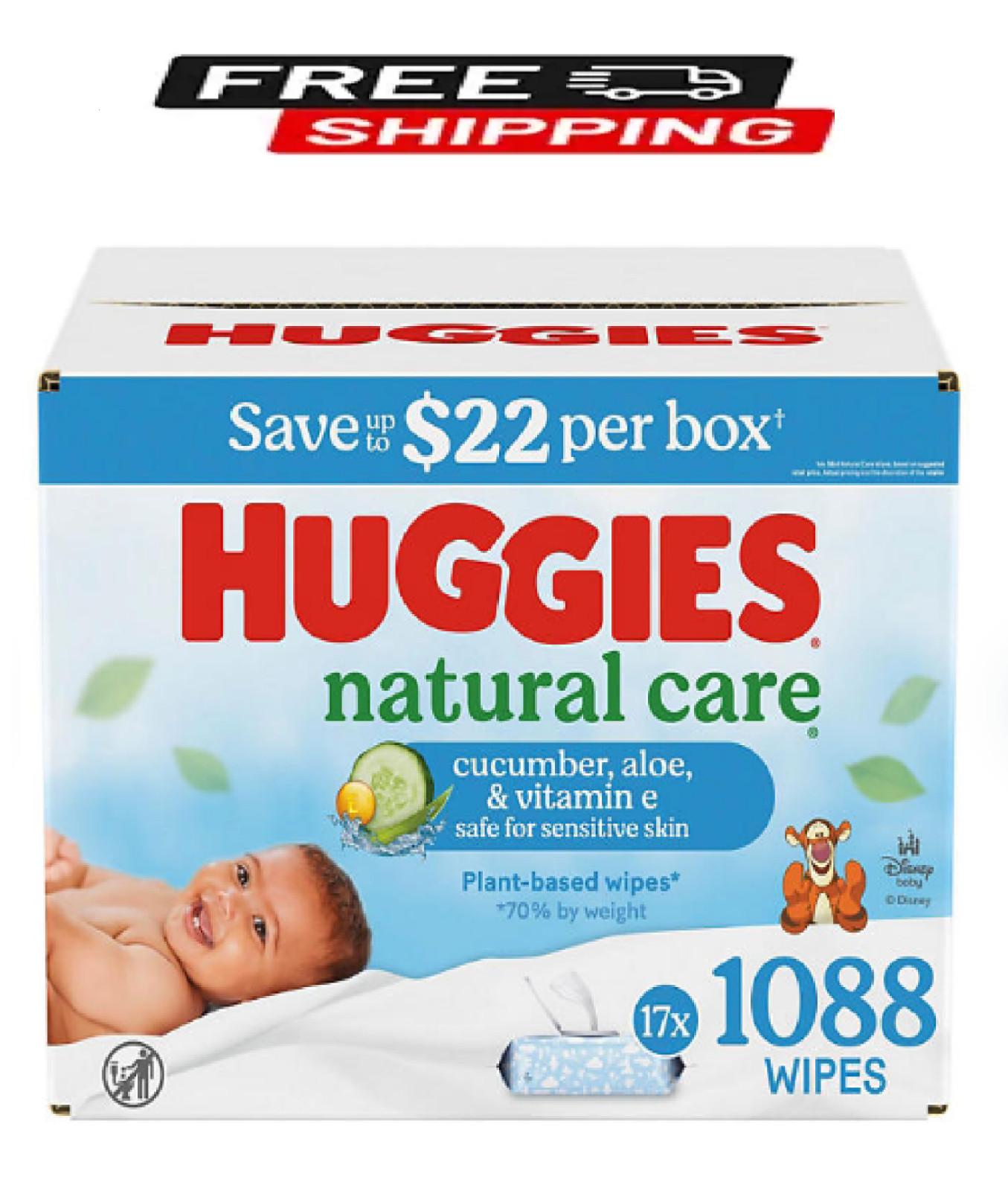 Huggies Natural Care Baby Wipes, Cucumber and Green Tea, 17 