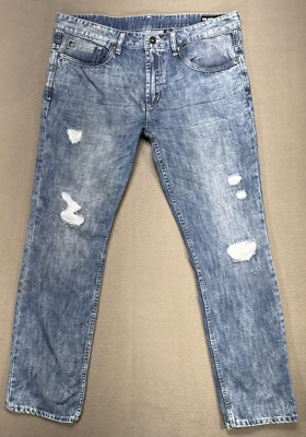 Buffalo David Bitton Jeans Mens 36x32 Ash X Basic Skinny Preppy Acid Wash Denim