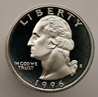1996-S Washington Quarter - Gem Proof - 90% Silver - .1808 Troy oz (sku:RP5)