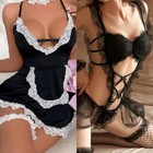 Sexy Lingerie Women Lace French Maid Nurse Cosplay Babydoll Sleepwear Underwear