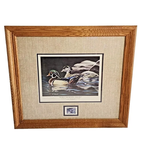 Neal Anderson Signed &Framed Duck Stamp Collectors Edition Early Morning Magic