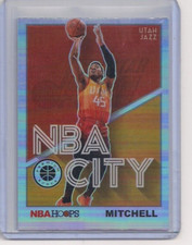 2019-20 Panini NBA Hoops Premium Stock NBA City Silver Holo Donovan Mitchell
