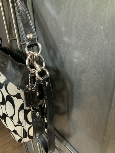COACH Zoe Genuine Convert HOBO/CROSSBODY Handbag. F14708. Black/gray. NWOT. - Picture 2 of 11