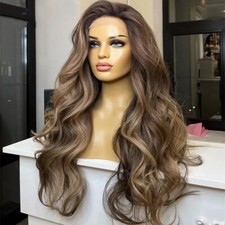 Full Lace Ash Brown Body Wave Brazilian Human Hair Wigs for Women Pre Plucked