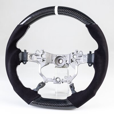 Carbon Flat Bottom Suede White Steering Wheel For Toyota Land Cruiser Prado