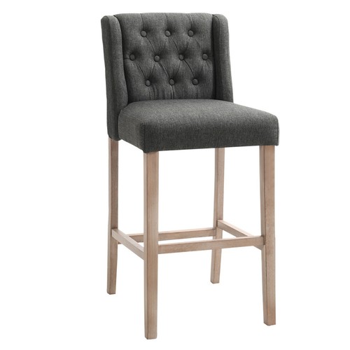 2PC Bar Stools Linen Fabric Backrest Breakfast Stool Kitchen Pub Chair Barstools - Picture 7 of 23