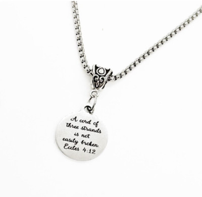 A Cord Of Three Strands Is Not Easily Broken Necklace, Faith Wedding, Husband