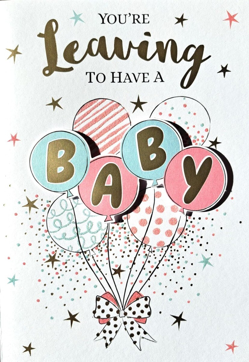 Prelude You're Leaving To Have A Baby Card. 19x13 cm (8x6 Inches)