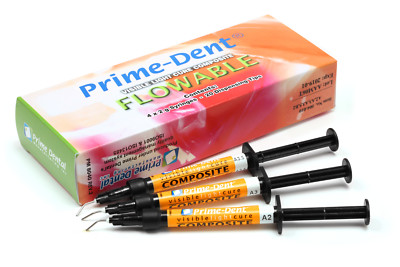 NEW Dental Flowable VLC Light Cure Composite Resin 4 Syringe Kit - A3
