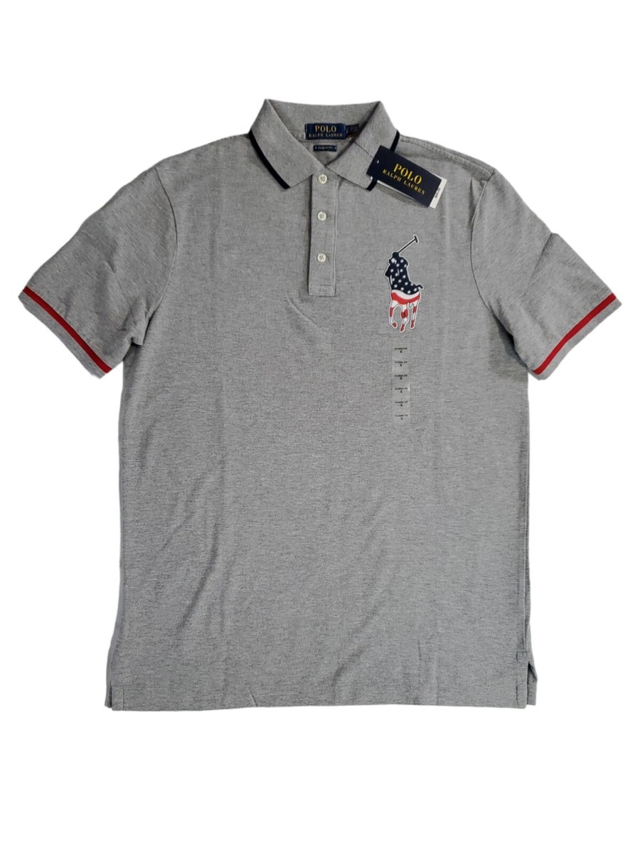 Polo Ralph Lauren Classic Fit Grey Big Pony Polo Shirt Men's Size
