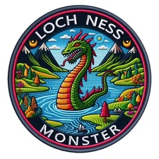 Loch Ness Monster Patch Iron-on Applique Scotland Travel Badge, Nessie, Folklore