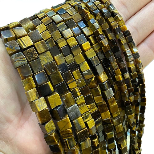 Natural 4/6/8mm Square Gemstone Loose Spacer Beads for Jewelry DIY Making 15.5'' - Bild 43 von 49