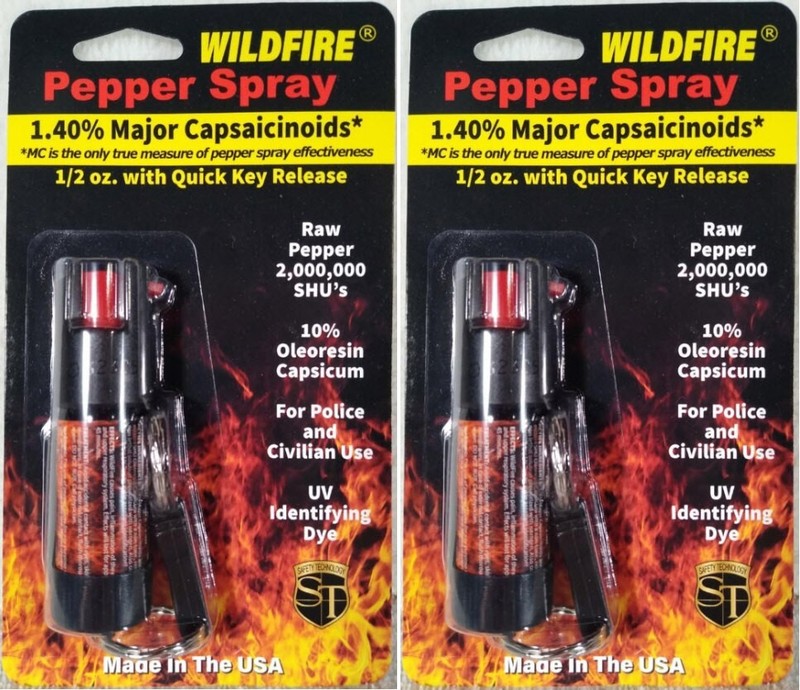 2 Pack Pepper Spray Wildfire .50 oz Quick Key Release Keychain 2 million SHU#@(