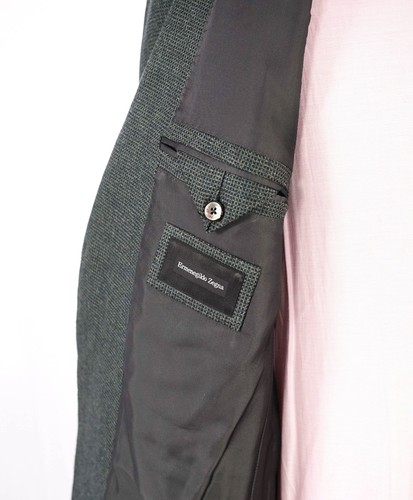 $2,995 Ermenegildo Zegna Green Micro check Wool/Silk/Camel Blazer 44R - Picture 7 of 13