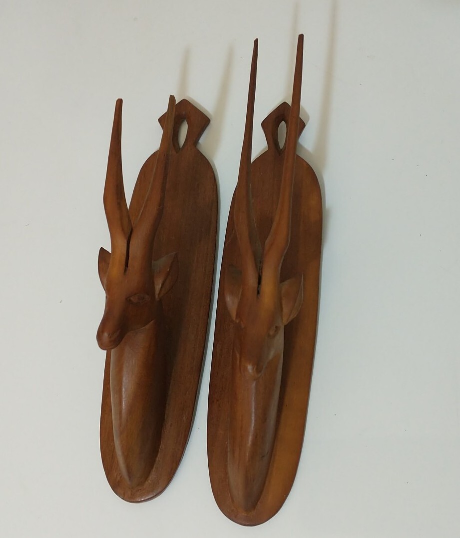 Oryx Antelope Deer Hat Coat Hanger Wooden Sculpture Wall Hanging Decor Hunter