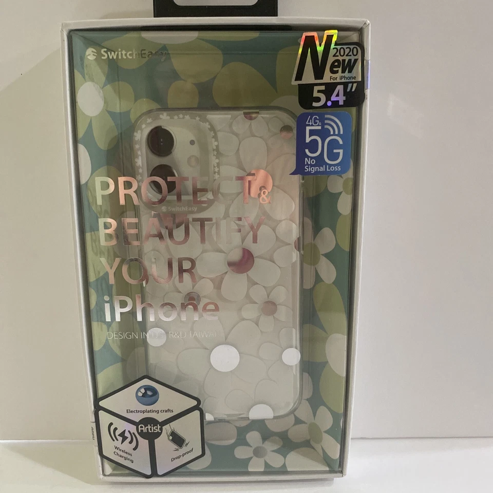 Funda de teléfono Switch Easy iPhone 12 5,4” transparente con flores flor ~ NUEVA Foto 2 de 4