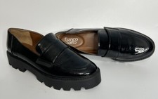 Franco Sarto Brindy Platform Loafer Women 11M Black Faux Patent Chunky Lug Sole