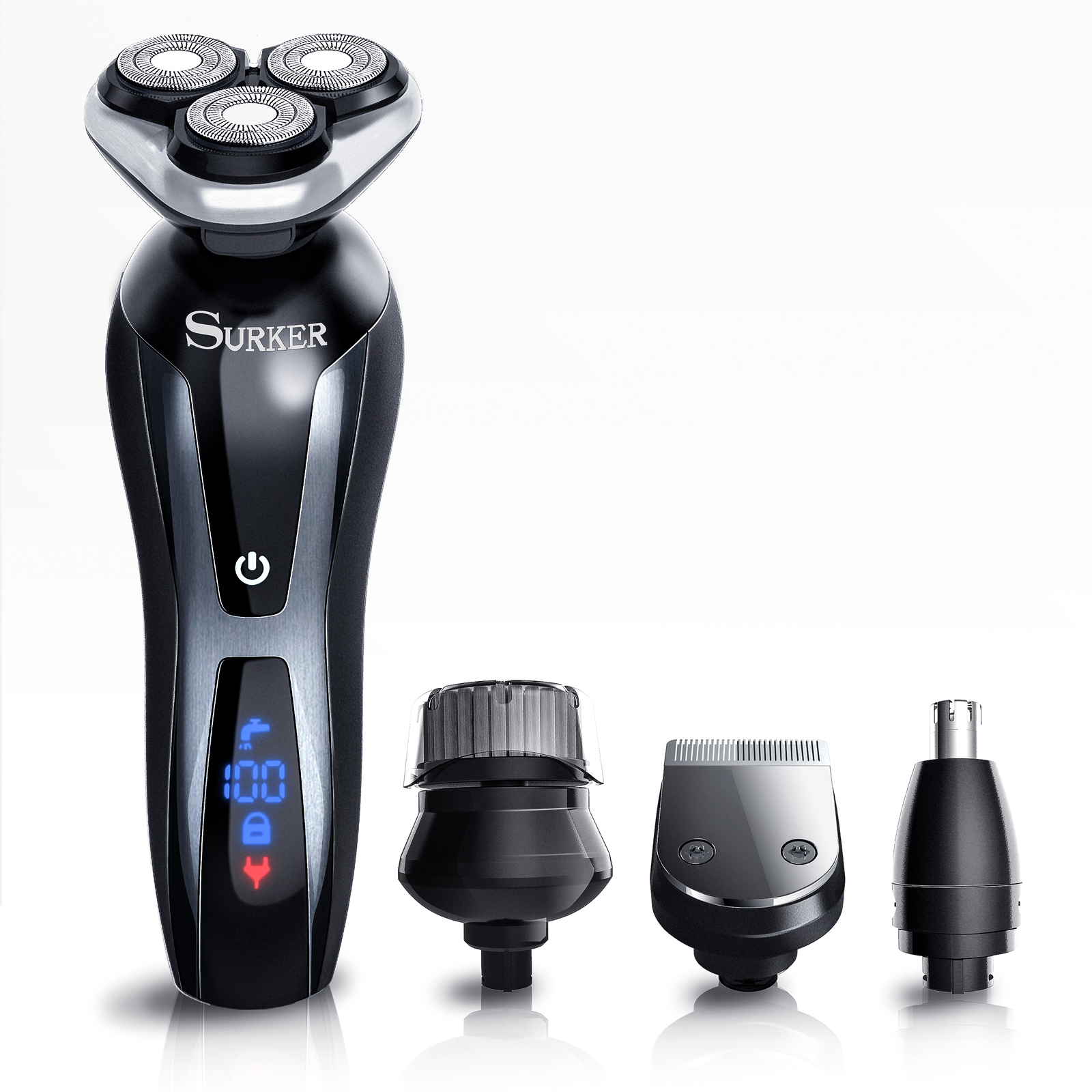 Rasoir électrique étanche pour barbe difficile avec sa tondeuse de précision multifonction