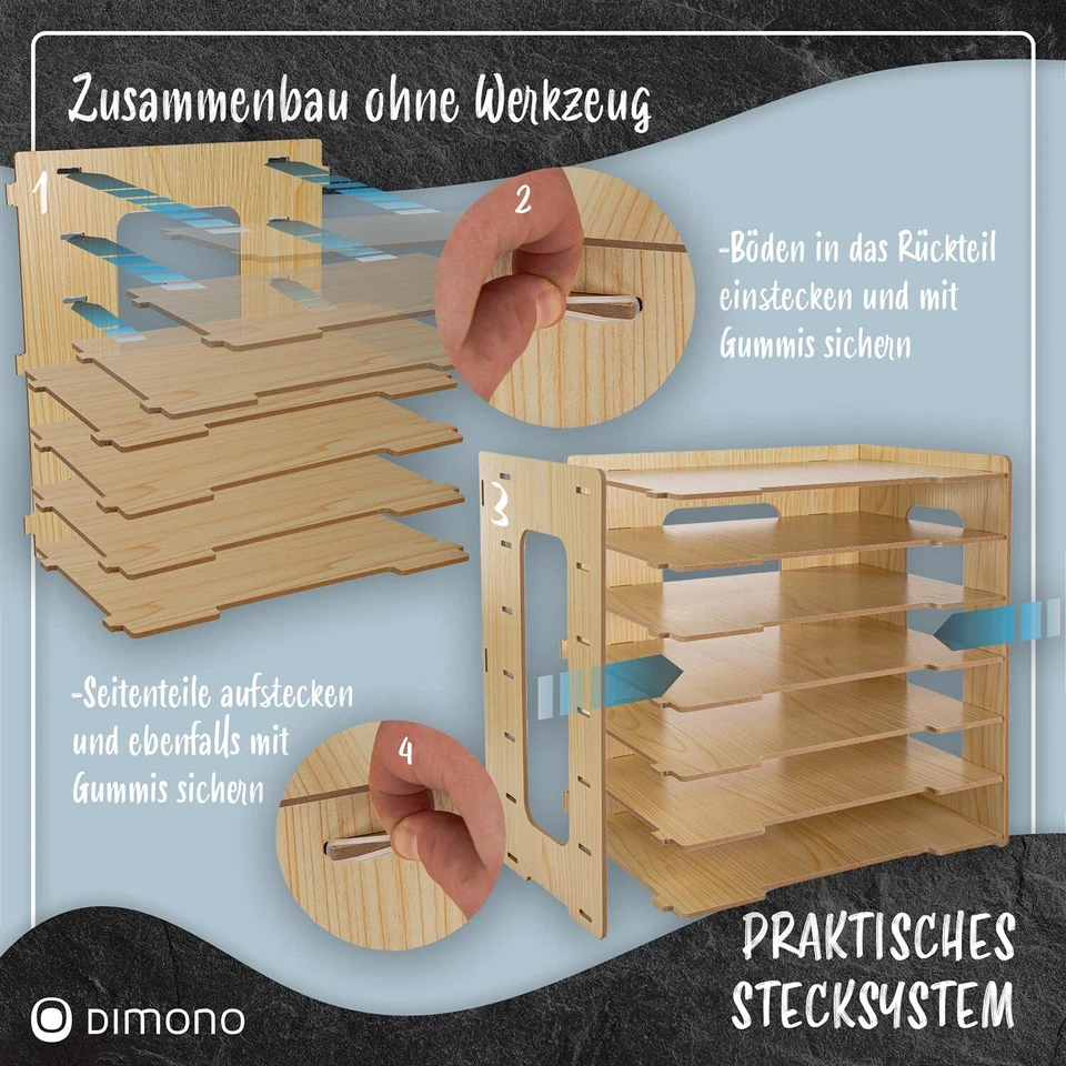 Dokumentenablage Schreibtisch-Organizer Papierablage aus Bambus Dokumentenhalter - Bild 3 von 4