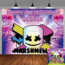 DJ Mask Marshmello Personalised Custom Birthday Banner Backdrop Party Decor