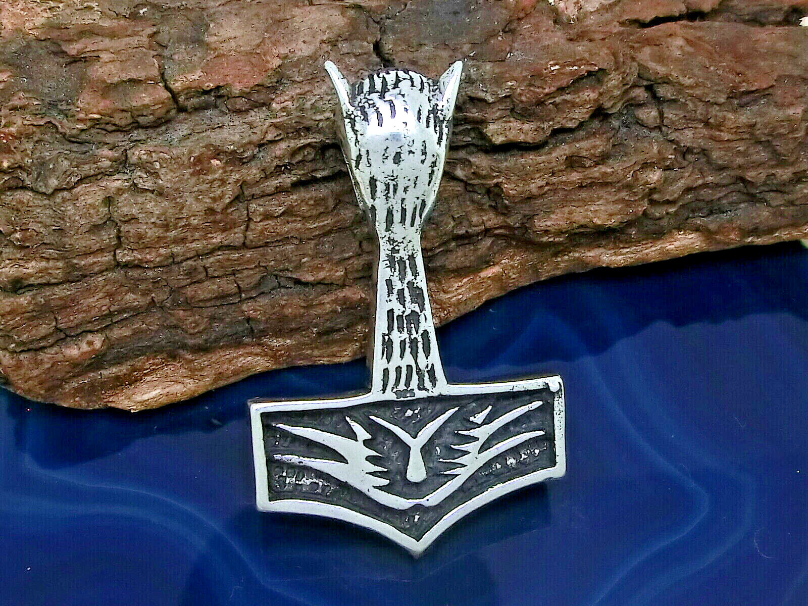 Thors Hammer Halskette 925 Sterling Silber - Wikinger Schmuck Mit Rabe Anhänger