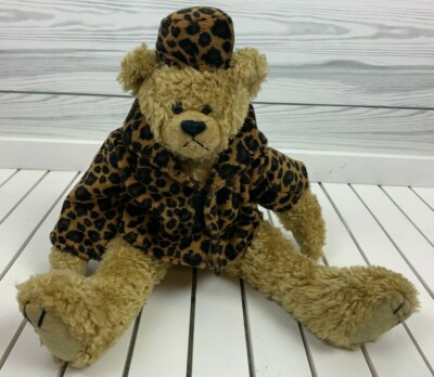 TY Attic Treasures Isabella Teddy Bear Jointed Leopard Animal Print Hat Jacket 