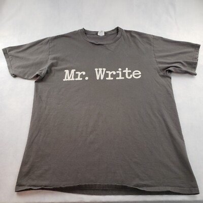 Mr. Write Funny T Shirt Writers Tee Gray Very Soft Cotton Port & Co Men L