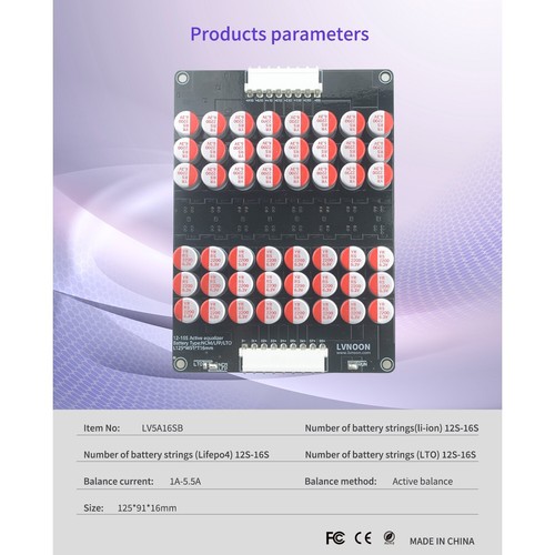 LVNOON 5,5 A aktiver Equalizer 1 mv Präzision 12-16S 5 mV Li-on Lifepo4 LTO Lithium - Bild 2 von 6