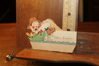 Antique 1920's Die Cut Calling Card Cut-out Fishing Boat Catching Boot