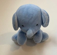 Fisher Price Plush Blue Elephant Brown Ribbon Bow Mini Beanie 6 Inch Stuffed Toy
