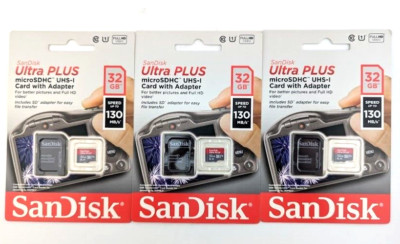 *3-PACK* SanDisk Ultra PLUS 32GB microSD Memory Card