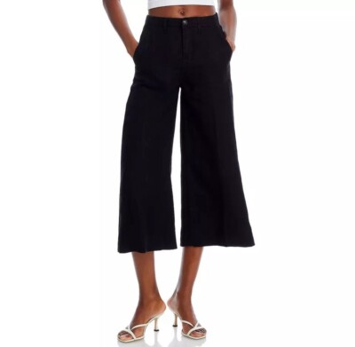 L AGENCE Henderson High Rise Crop Wide Leg Pants New Women s Size 29 Black Linen